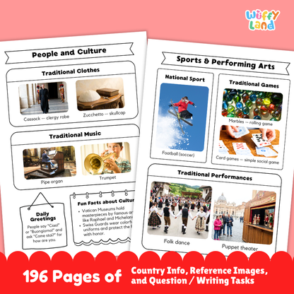 Clean design 196-page print-and-go geography mega bundle PDF layout ready for classroom and homeschool use