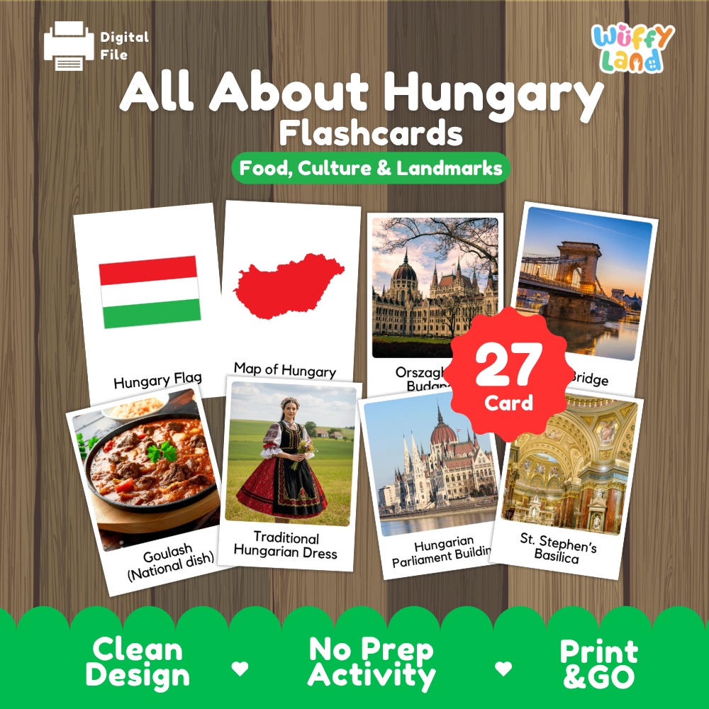 Clean design no prep print and go Hungary geography activity pack layout ready for classroom and homeschool use