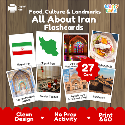 Clean design no prep print and go Iran geography activity pack layout ready for classroom and homeschool use