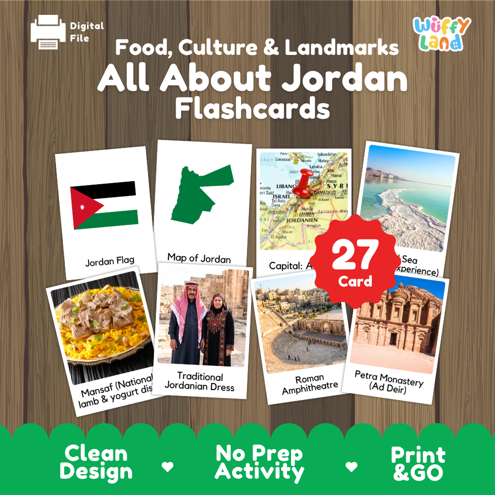 Clean design no prep print and go Jordan geography activity pack layout ready for classroom and homeschool use