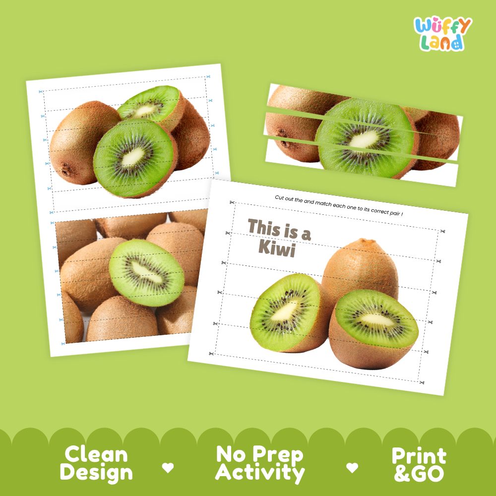 Clean design no prep print and go kiwi cut and match activity printable PDF pack
