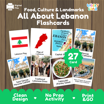 Clean design no prep print and go Lebanon geography activity pack layout ready for classroom and homeschool use