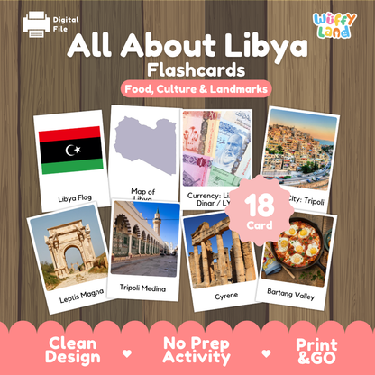 Clean design no prep print and go Libya geography activity pack layout ready for classroom and homeschool use