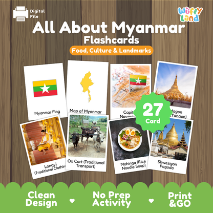 Clean design no prep print and go Myanmar geography activity pack layout ready for classroom and homeschool use