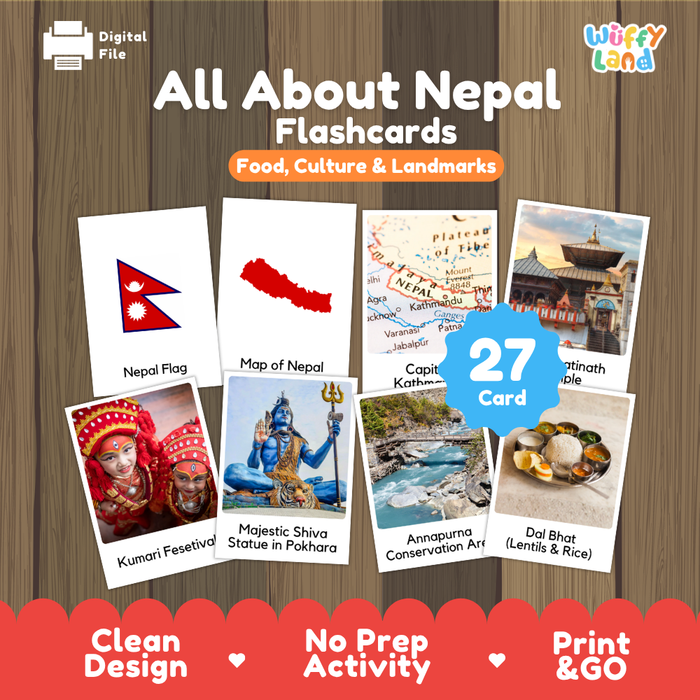 Clean design no prep print and go Nepal geography activity pack layout ready for classroom and homeschool use