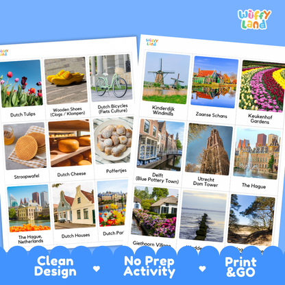 Clean design no prep print and go digital PDF flashcards layout for elementary geography and homeschool