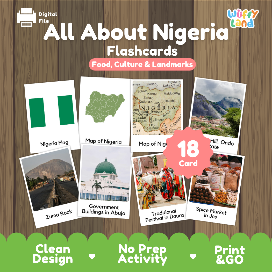 Clean design no prep print and go Nigeria geography activity pack layout ready for classroom and homeschool use