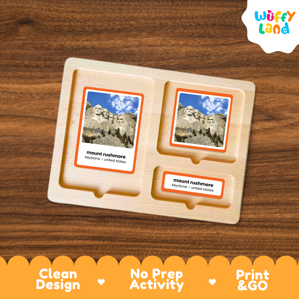 Clean design no prep print and go North America landmark 3 part cards printable PDF pack
