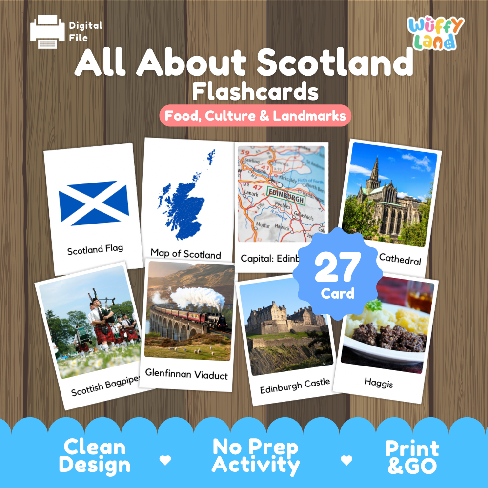 Clean design no prep print and go Scotland geography activity pack layout ready for classroom and homeschool use
