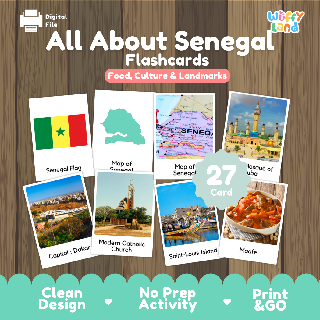 Clean design no prep print and go Senegal geography activity pack layout ready for classroom and homeschool use