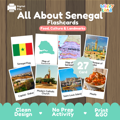 Clean design no prep print and go Senegal geography activity pack layout ready for classroom and homeschool use