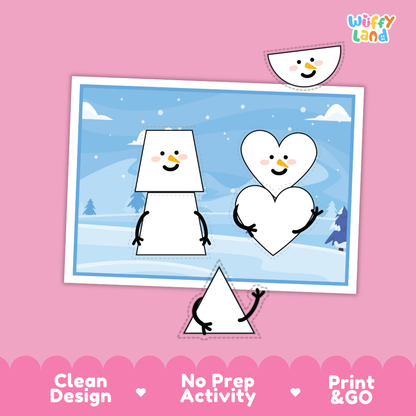 Clean design no prep print and go snowman shape cut and paste printable PDF pack