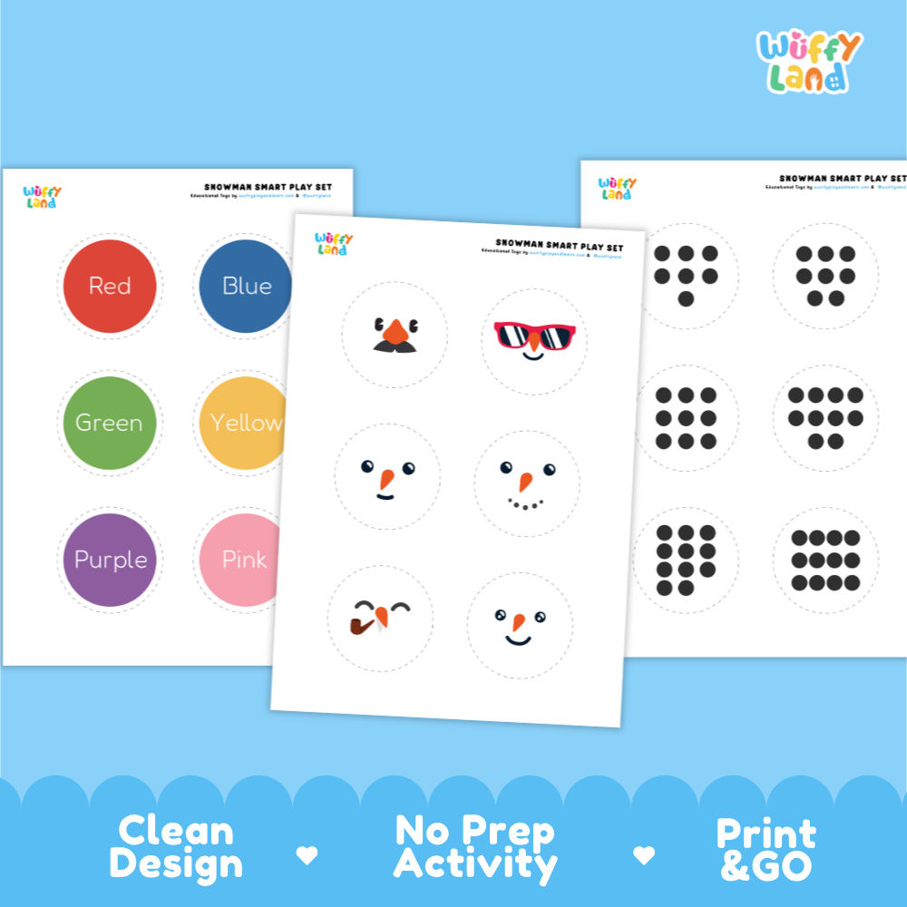 Clean design no prep print and go snowman stack and learn printable PDF pack