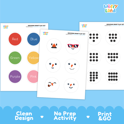 Clean design no prep print and go snowman stack and learn printable PDF pack