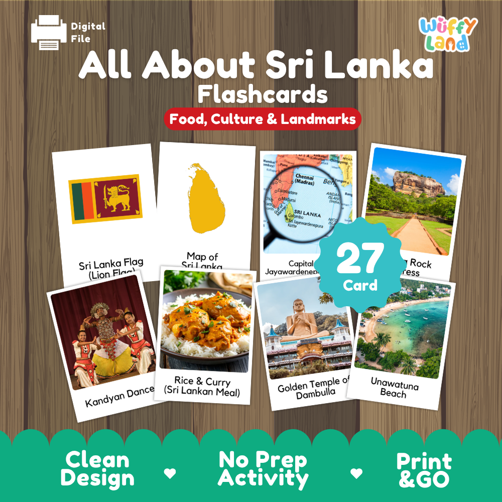 Clean design no prep print and go Sri Lanka geography activity pack layout ready for classroom and homeschool use