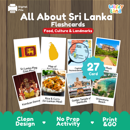 Clean design no prep print and go Sri Lanka geography activity pack layout ready for classroom and homeschool use