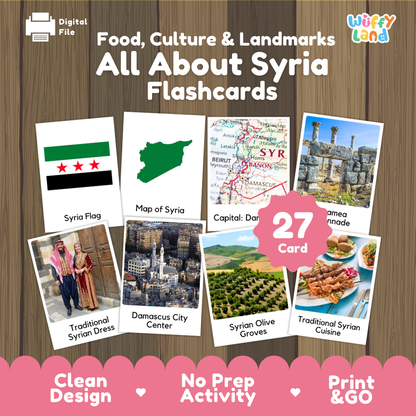 Clean design no prep print and go Syria geography activity pack layout ready for classroom and homeschool use
