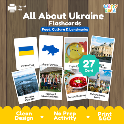 Clean design no prep print and go Ukraine geography activity pack layout ready for classroom and homeschool use