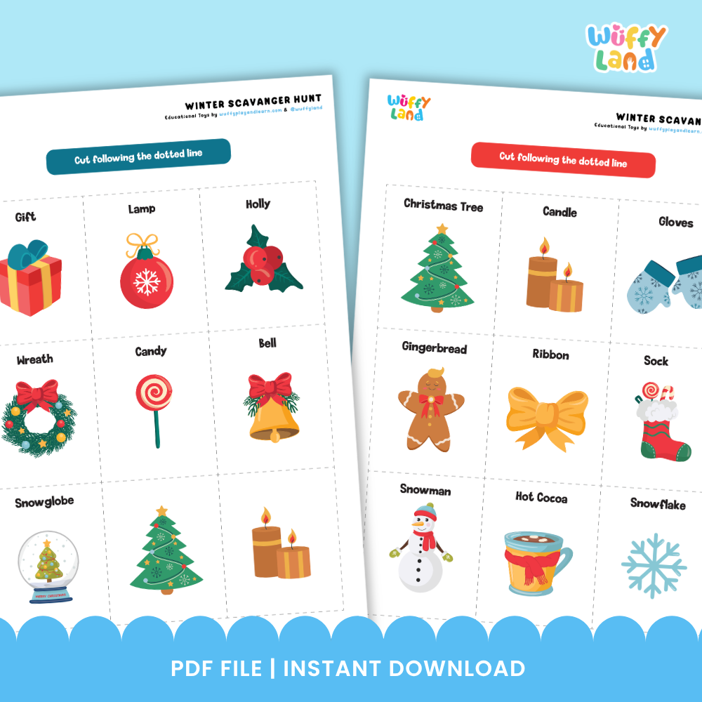 Clean design no prep print and go winter scavenger hunt printable PDF pack