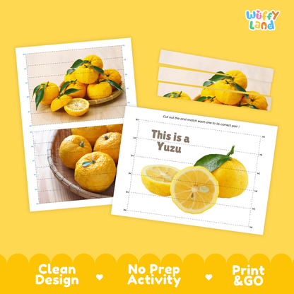 Clean design no prep print and go yuzu cut and match activity printable PDF pack