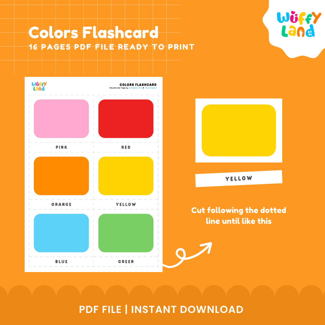 Set of 16 printable color flashcards arranged for preschool morning circles and Montessori sensorial trays 🏫🎨