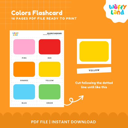 Set of 16 printable color flashcards arranged for preschool morning circles and Montessori sensorial trays 🏫🎨