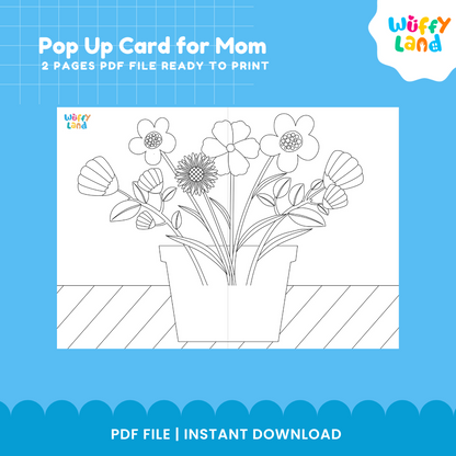 Two-page printable 3D pop up card for mom templates arranged for preschool art centers, kindergarten crafts, and holiday gifts 🏫✨