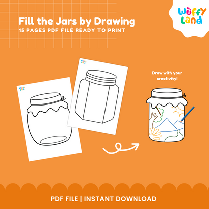 Fifteen-page printable jar drawing templates arranged for kindergarten art centers, mindfulness calm corners, and homeschool shelves 🏫✨