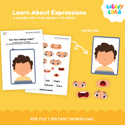 Early childhood social emotional cutouts featuring smiling mouths, surprised open mouths, and worried eyes for emotion building 😮👄
