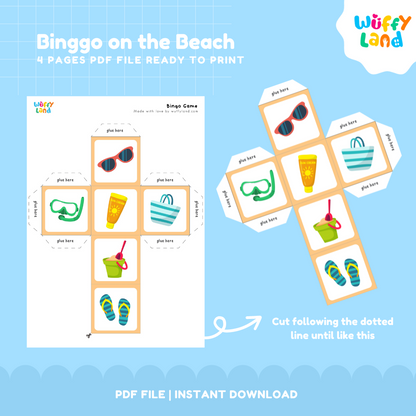 Beach Bingo Game | Summer Theme Matching & Vocabulary Activity Printable