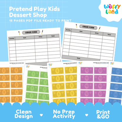 Kids Dessert Shop Dramatic Play Pretend Play Center Printable Activity
