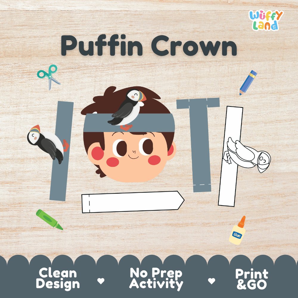Puffin Crown Bird Animal Hat Printable Craft Activity Headband Cutouts