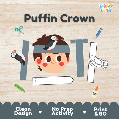 Puffin Crown Bird Animal Hat Printable Craft Activity Headband Cutouts