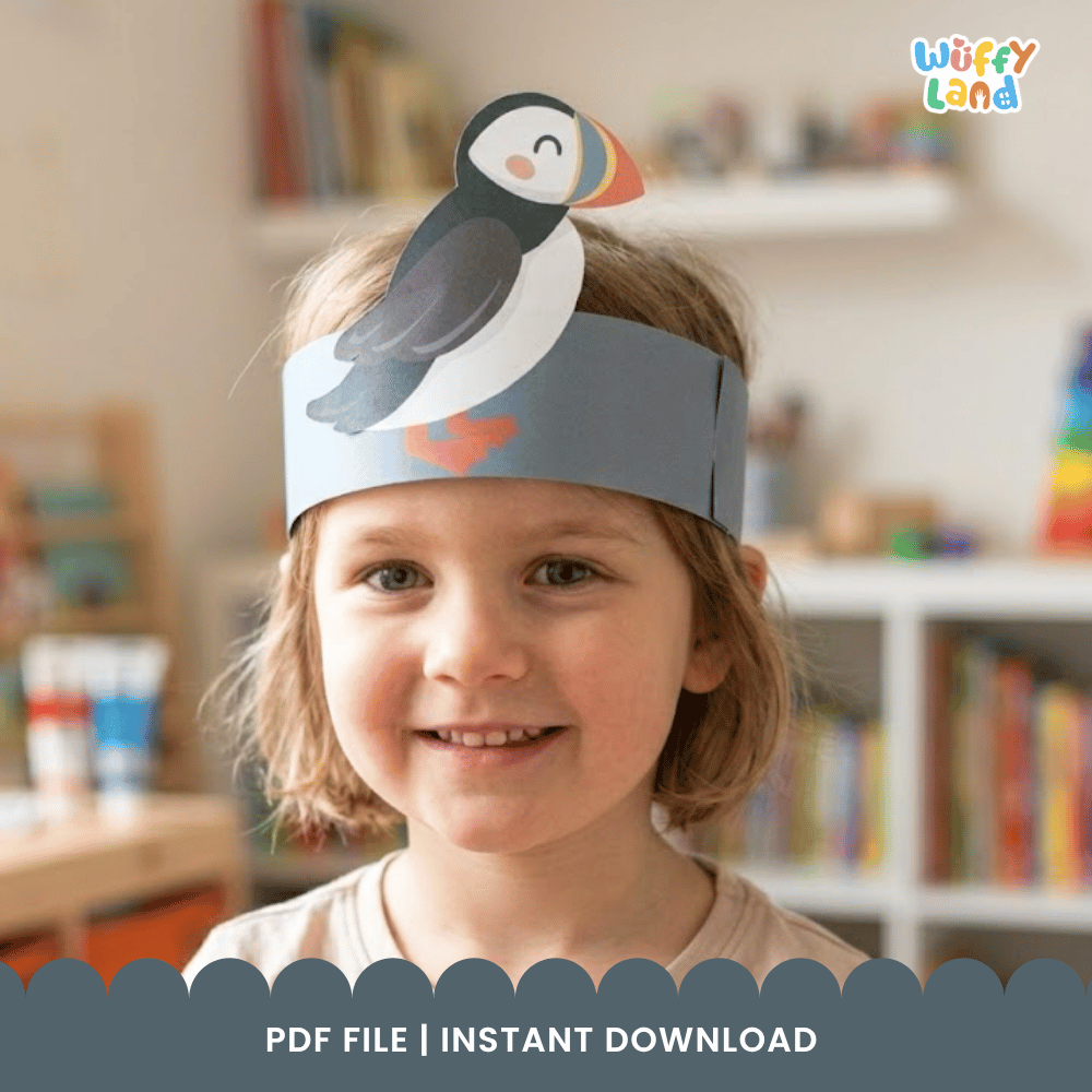 Puffin Crown Bird Animal Hat Printable Craft Activity Headband Cutouts