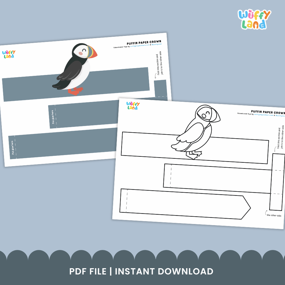 Puffin Crown Bird Animal Hat Printable Craft Activity Headband Cutouts