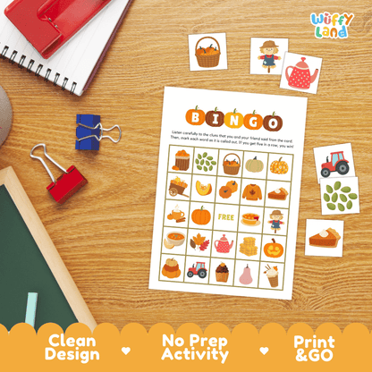 Pumpkin Patch Bingo Game Cards and Calling Cards Activity Worksheets
