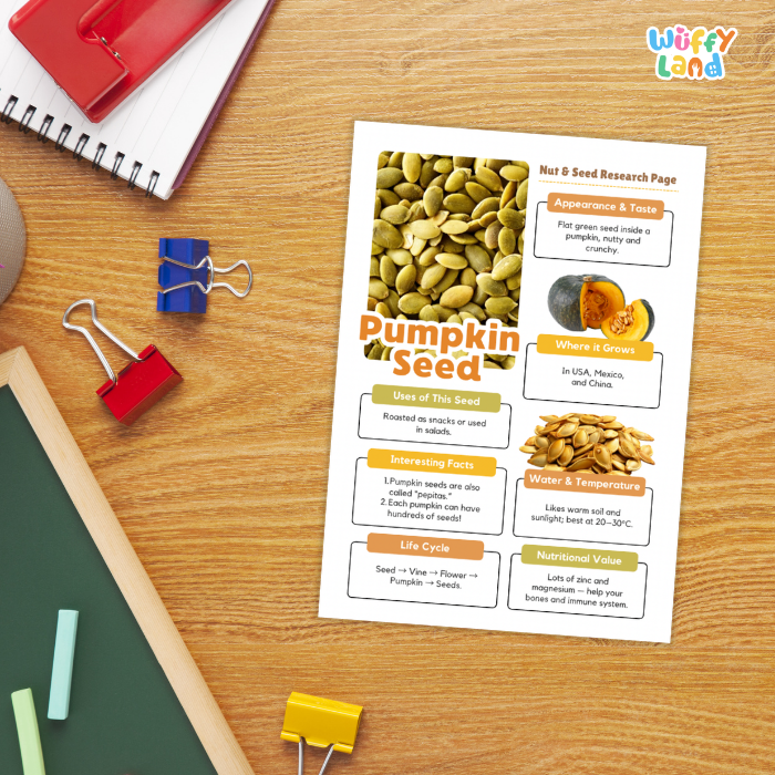 Pumpkin Seed Nut and Seed Research Page Worksheets