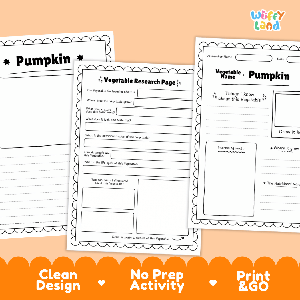 Pumpkin Vegetable Research Page Science Worksheets and Fact Sheet