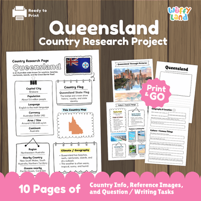 Queensland Country Research Project Worksheets and Activity Pages
