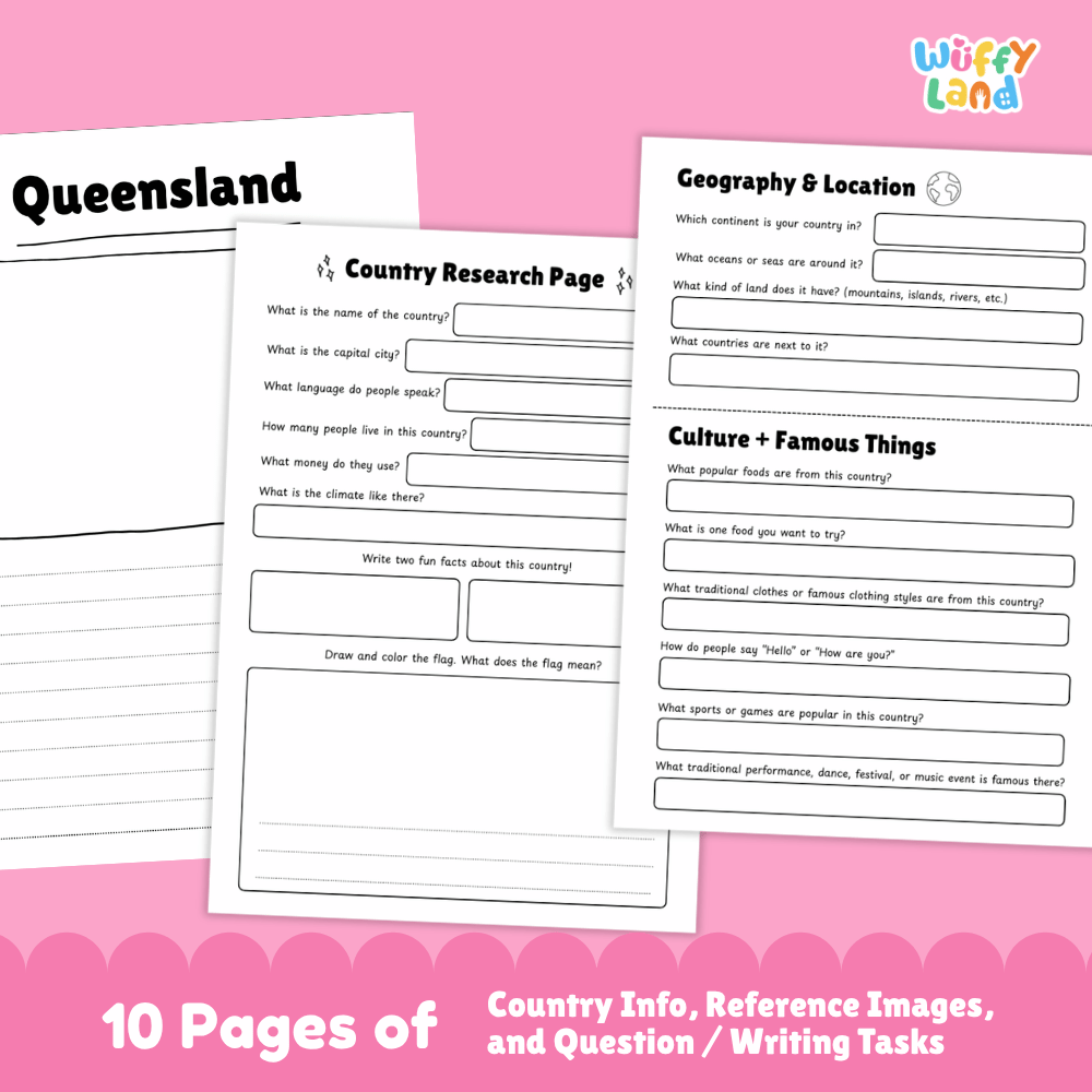 Queensland Country Research Project Worksheets and Activity Pages