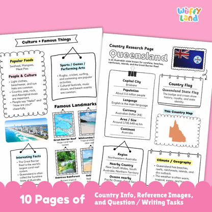 Queensland Country Research Project Worksheets and Activity Pages