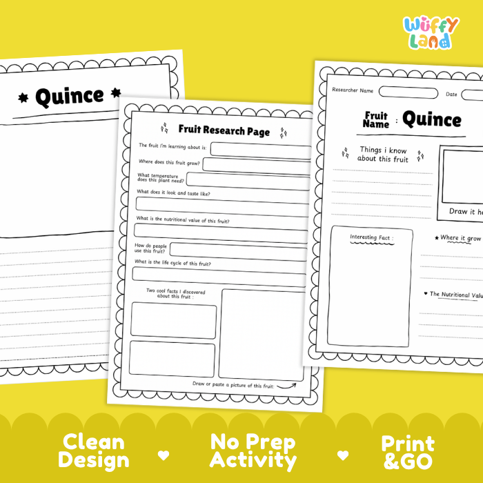 Quince Fruit Research Page Worksheets and Fact Sheet