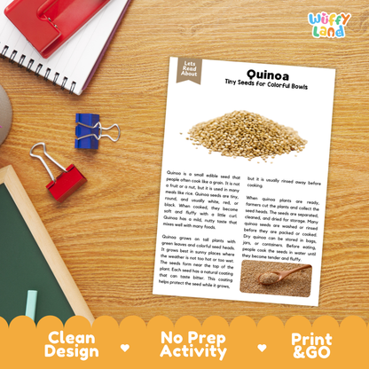 Quinoa Reading Passage and Comprehension Questions Worksheets with Answer Key