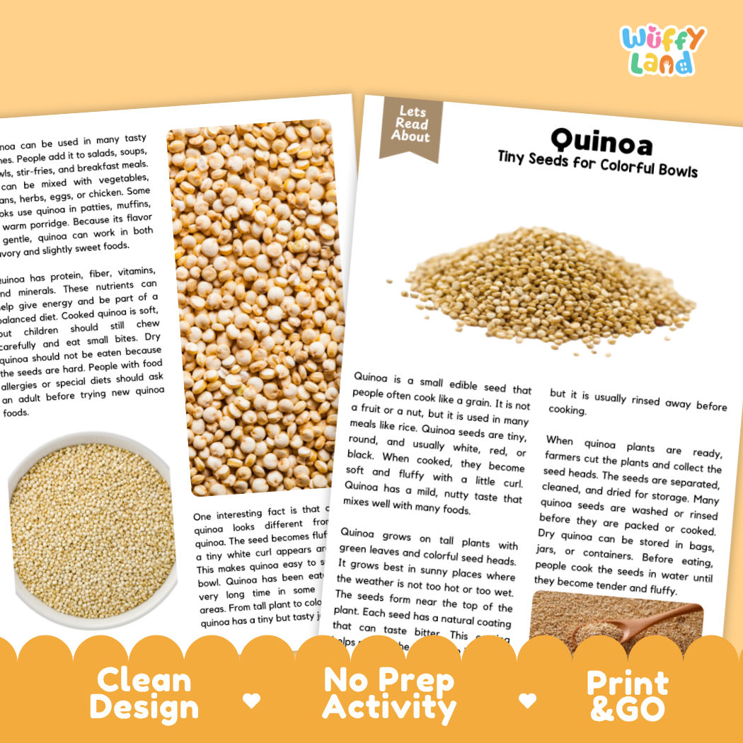 Quinoa Reading Passage and Comprehension Questions Worksheets with Answer Key