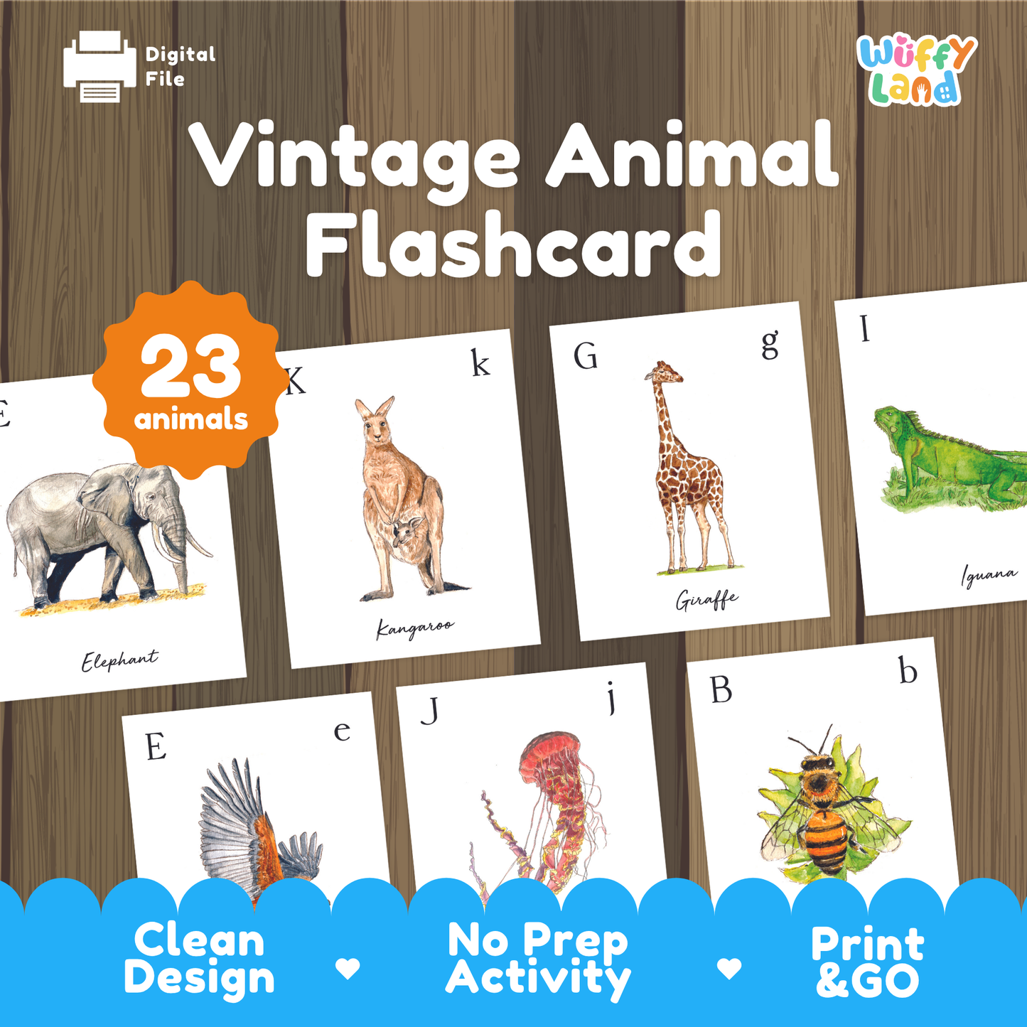 Vintage Animal Flashcards – Retro-Style Animal Learning