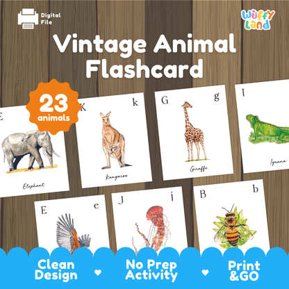 Vintage Animal Flashcards – Retro-Style Animal Learning