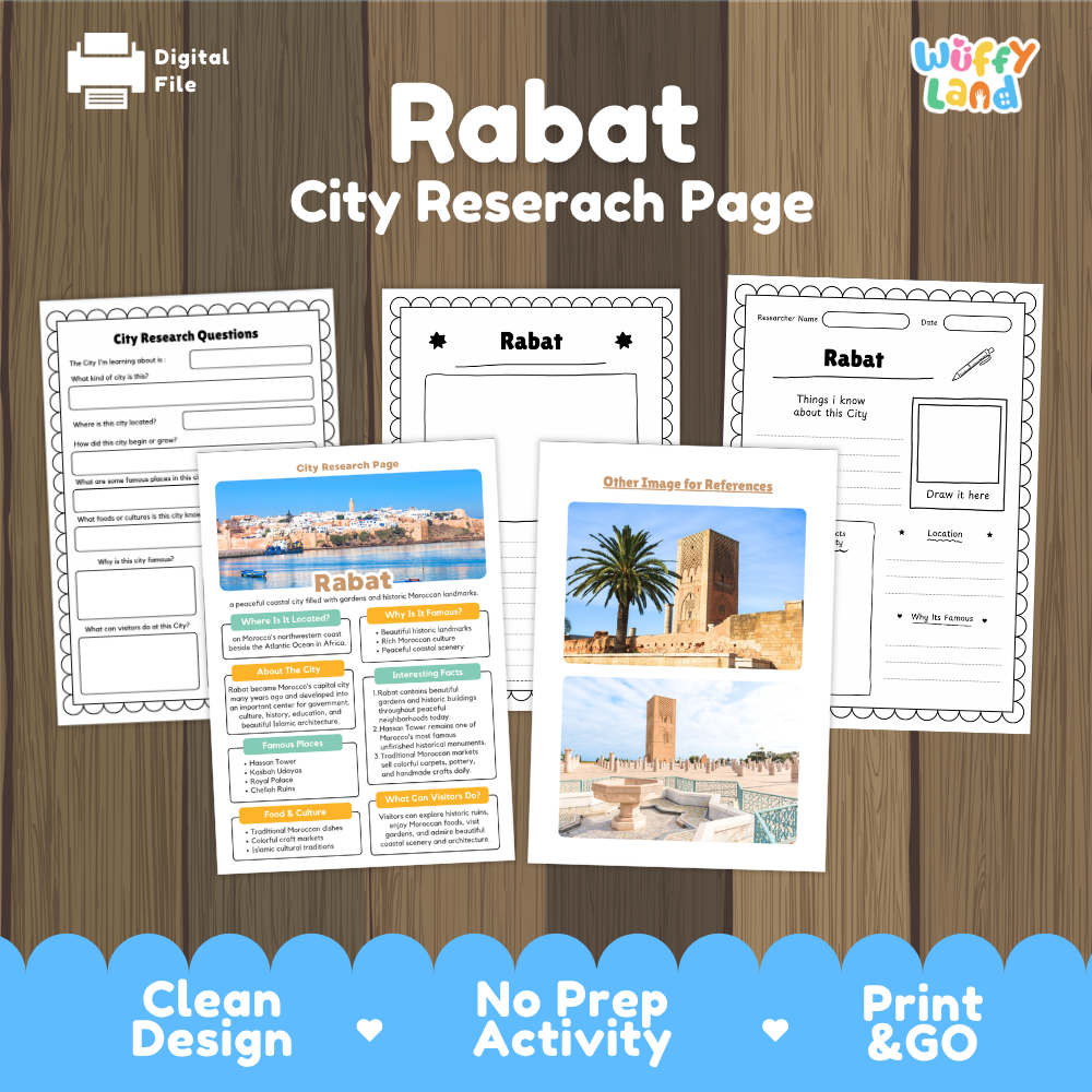 Rabat City Research Project Worksheets and Fact Page Activity