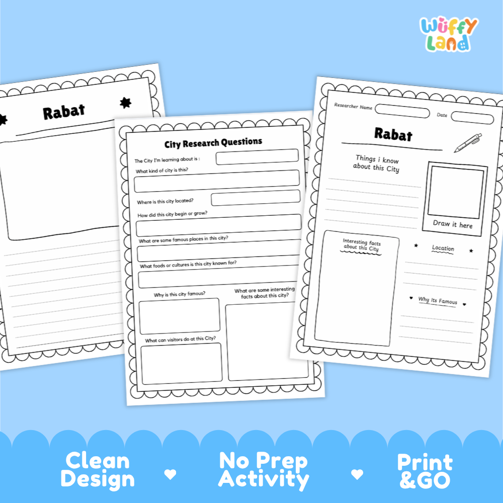 Rabat City Research Project Worksheets and Fact Page Activity