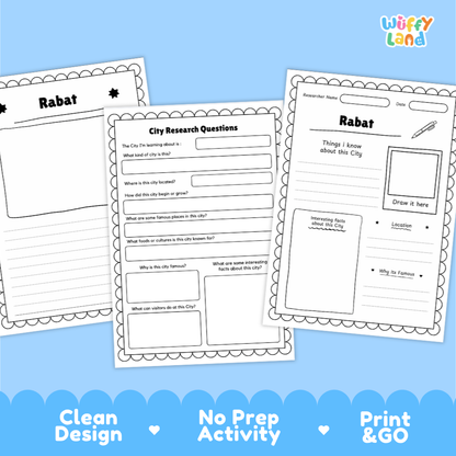 Rabat City Research Project Worksheets and Fact Page Activity