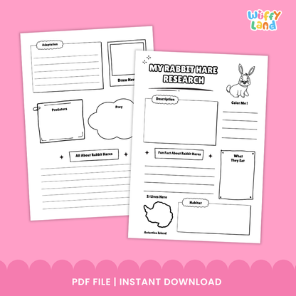 Rabbit Hare Science and Writing Craft Activity Worksheets